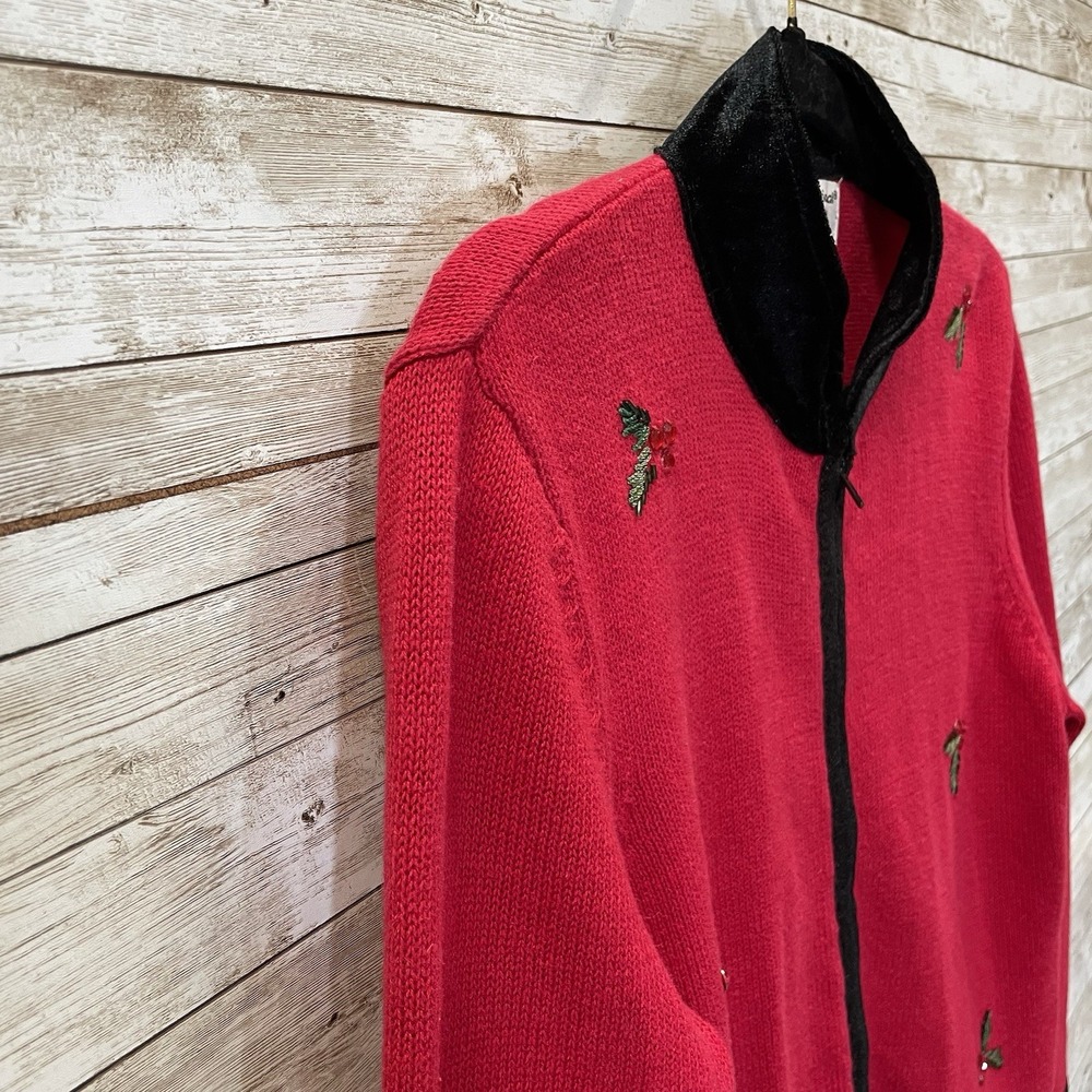 Tiara International Womens M Christmas Sweater Red‎ Zip Christmas Collection - Picture 3 of 10